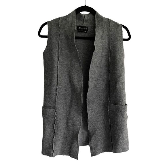 NANETTE LEPORE Wool Sleeveless Open Front Cardigan Vest Sweater Gray S